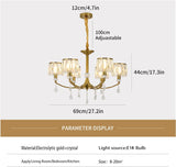 NNEDSZ Gold Chandelier, 6 Lights, Wagon Wheel Clear Crystal