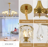 NNEDSZ Gold Chandelier, 6 Lights, Wagon Wheel Clear Crystal