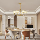 NNEDSZ Gold Chandelier, 6 Lights, Wagon Wheel Clear Crystal