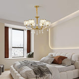 NNEDSZ Gold Chandelier, 6 Lights, Wagon Wheel Clear Crystal