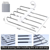 NNEDSZ 2 Pack Adjustable Multi-Layer 5 in 1 Pants Hanger for Wardrobe and Home Storage (White)
