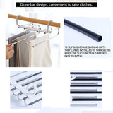 NNEDSZ 2 Pack Adjustable Multi-Layer 5 in 1 Pants Hanger for Wardrobe and Home Storage (White)