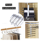 NNEDSZ 2 Pack Adjustable Multi-Layer 5 in 1 Pants Hanger for Wardrobe and Home Storage (White)