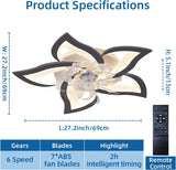 NNEDSZ Low Ceiling Light Fan, Low Profile, 6 Wind Speed, 3 Colors (69 cm)