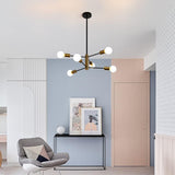 NNEDSZ Sputnik Chandelier Modern Industrial, 6-Light , Black & Gold