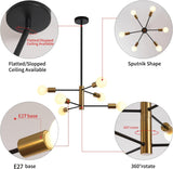 NNEDSZ Sputnik Chandelier Modern Industrial, 6-Light , Black & Gold
