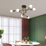 NNEDSZ Mid Century Chandelier Modern, 6-Light , Black & Gold