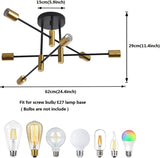 NNEDSZ Mid Century Chandelier Modern, 6-Light , Black & Gold