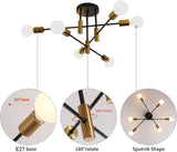NNEDSZ Mid Century Chandelier Modern, 6-Light , Black & Gold