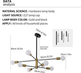 NNEDSZ Sputnik Chandelier Modern Industrial, 8-Light , Black & Gold