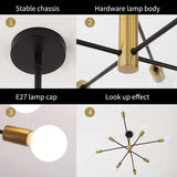 NNEDSZ Sputnik Chandelier Modern Industrial, 8-Light , Black & Gold
