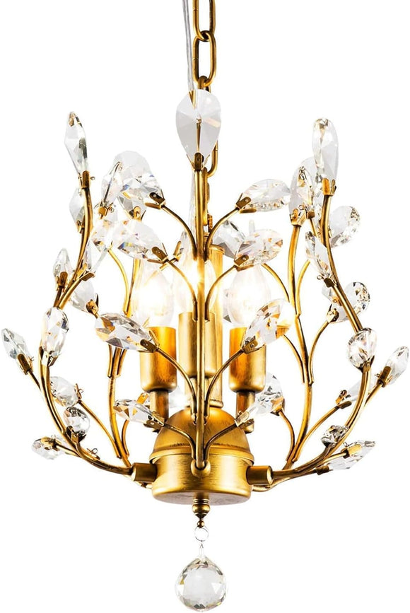 NNEDSZ Crystal Chandelier Vintage, 3 Lights, Gold