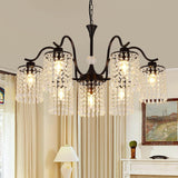 NNEDSZ Crystal Chandelier Industrial Farmhouse, Black