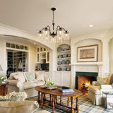 NNEDSZ Crystal Chandelier Industrial Farmhouse, Black