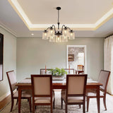 NNEDSZ Crystal Chandelier Industrial Farmhouse, Black