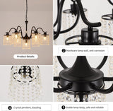 NNEDSZ Crystal Chandelier Industrial Farmhouse, Black
