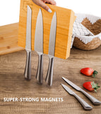 NNEDSZ Natural Bamboo Magnetic Knife Block Holder with Strong Magnets for Home Kitchen Storage & Organisation