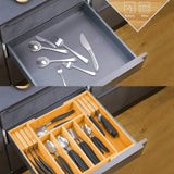 NNEDSZ Large Capacity Bamboo Expandable Drawer Organizer with Knife Block Holder for Home Kitchen Utensils