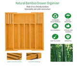 NNEDSZ Large Capacity Bamboo Expandable Drawer Organizer with Knife Block Holder for Home Kitchen Utensils
