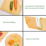NNEDSZ 3 Pieces Bamboo Cutting Board with Juice Groove and Mobile Holder included for Home Kitchen
