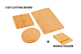 NNEDSZ 3 Pieces Bamboo Cutting Board with Juice Groove and Mobile Holder included for Home Kitchen