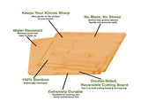 NNEDSZ 3 Pieces Bamboo Cutting Board with Juice Groove and Mobile Holder included for Home Kitchen