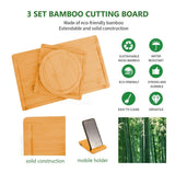 NNEDSZ 3 Pieces Bamboo Cutting Board with Juice Groove and Mobile Holder included for Home Kitchen
