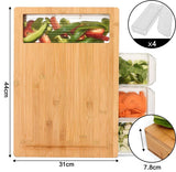 NNEDSZ Large Bamboo Cutting Board and 4 Containers with Mobile Holder gift included for Home Kitchen