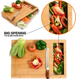 NNEDSZ Large Bamboo Cutting Board and 4 Containers with Mobile Holder gift included for Home Kitchen