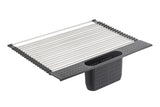 NNEDSZ Large Stainless Steel Roll Up Dish Drying Rack with Utensil Holder for Home Kitchen