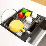 NNEDSZ Large Stainless Steel Roll Up Dish Drying Rack with Utensil Holder for Home Kitchen