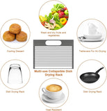 NNEDSZ Large Stainless Steel Roll Up Dish Drying Rack with Utensil Holder for Home Kitchen