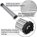 NNEDSZ Large Stainless Steel Roll Up Dish Drying Rack with Utensil Holder for Home Kitchen