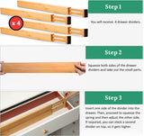 NNEDSZ 4 Pack Bamboo Adjustable Kitchen Drawer Dividers (Large, 44-55 cm)