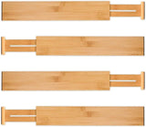 NNEDSZ 4 Pack Bamboo Adjustable Kitchen Drawer Dividers (Large, 44-55 cm)