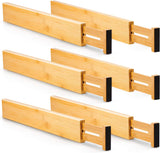 NNEDSZ 6 Pack Bamboo Adjustable Kitchen Drawer Dividers (Large, 44-55 cm)