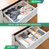 NNEDSZ 6 Pack Bamboo Adjustable Kitchen Drawer Dividers (Large, 44-55 cm)