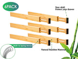 NNEDSZ 6 Pack Bamboo Adjustable Kitchen Drawer Dividers (Large, 44-55 cm)