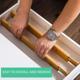 NNEDSZ 6 Pack Bamboo Adjustable Kitchen Drawer Dividers (Large, 44-55 cm)