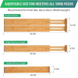 NNEDSZ 6 Pack Bamboo Adjustable Kitchen Drawer Dividers (Large, 44-55 cm)