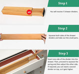 NNEDSZ 6 Pack Bamboo Adjustable Kitchen Drawer Dividers (Large, 44-55 cm)