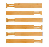 NNEDSZ 6 Pack Bamboo Adjustable Kitchen Drawer Dividers (Large, 44-55 cm)