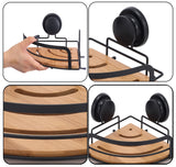 NNEDSZ 2 Pack Round Bamboo Corner Shower Caddy Shelf Basket Rack with Premium Vacuum Suction Cup No-Drilling for Bathroom and Kitchen