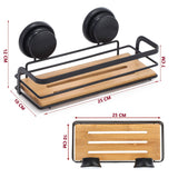 NNEDSZ 2 Pack Rectangular Bamboo Corner Shower Caddy Shelf Basket Rack with Premium Vacuum Suction Cup No-Drilling for Bathroom and Kitchen
