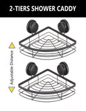 NNEDSZ 2 Pack Round Corner Shower Caddy Shelf Basket Rack with Premium Vacuum Suction Cup No-Drilling for Bathroom and Kitchen