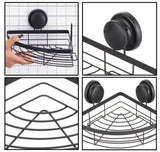 NNEDSZ 2 Pack Round Corner Shower Caddy Shelf Basket Rack with Premium Vacuum Suction Cup No-Drilling for Bathroom and Kitchen