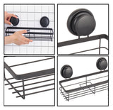NNEDSZ 2 Pack Rectangular Corner Shower Caddy Shelf Basket Rack with Premium Vacuum Suction Cup No-Drilling for Bathroom and Kitchen