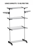 NNEDSZ Folding 3 Tier Clothes Laundry Drying Rack with Stainless Steel Tubes for Indoor & Outdoor Home