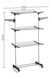 NNEDSZ Folding 3 Tier Clothes Laundry Drying Rack with Stainless Steel Tubes for Indoor & Outdoor Home