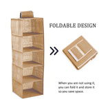 NNEDSZ 5 Tier Shelf Hanging Closet Organizer and Storage for Clothes (Beige)